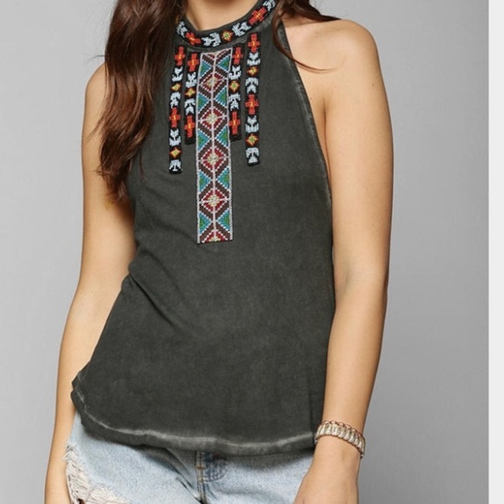 URBAN OUTFITTERS Ecoté Sunset Beaded Halter Top